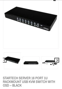STARTECH SERVER 16 PORT 1U RACKMOUNT USB KVM SWITCH WITH OSD – BLACK - Picture 1 of 1