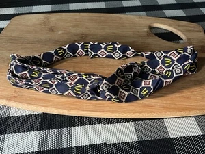 McDonald's Necktie Navy Tan Gold Tan Ascot Tie Uniform Accessori - Picture 1 of 4