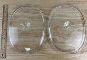2 Pyrex Corning Ware Clear Glass Replacement Lid With Knob DC1 1/2-C 11"X8.5" - Picture 1 of 11