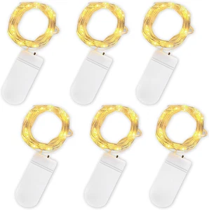 Stringa Luci LED a Batteria, 6 Pezzi Impermeabile 20 LED 2M Mini Lampada a Fili - Foto 1 di 12