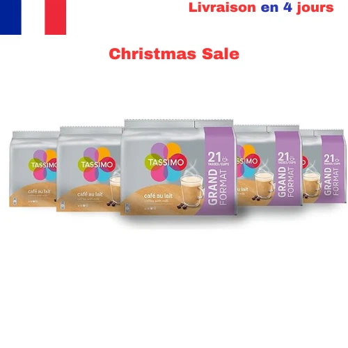 105 Dosettes Café au Lait Compatibles avec les machines TASSIMO 105 Cafés