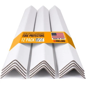 36" x 2" x 2" Reinforced Cardboard Edge Protectors, White (Pack of 12) – 0.12... - Picture 1 of 8