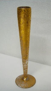Beautiful Vintage Ransgil Crystal Bud Vase with 22K Gold Floral Overlay 7.5” - Picture 1 of 5