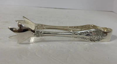 Vintage Wallace Silver Plate Claw Style Ice Tongs 'Baroque' Pattern 7 1/4" - Image 1 of 4