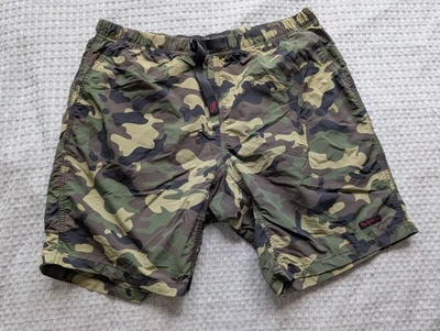Gramicci Shorts Mens Large Green Camo Nylon Climbing Belted Shell Packable - Image 1 of 4