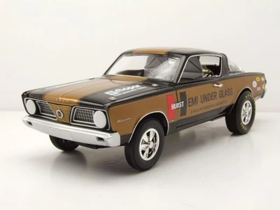 Plymouth Barracuda HEMI Sotto Vetro 1966 Nero Oro Modellino 1:18 Highway 61 - Immagine 1 di 4