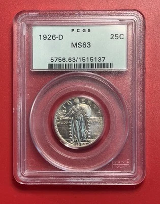 1926 D Standing Liberty Silver Quarter Dollar, PCGS Graded MS63, OGH. - Image 1 of 4