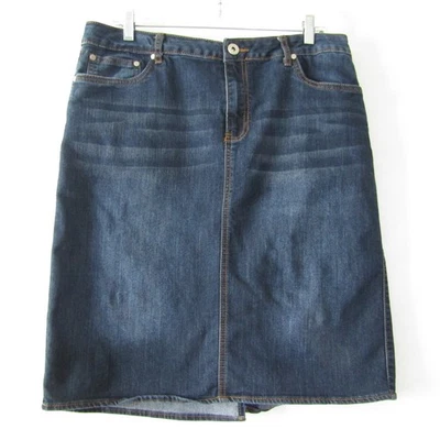 Falda Vaquera Baccini Mujer Talla 12 Azul Oscuro Lavado Hasta la Rodilla Elástica Foto 1 de 4