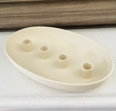Anthropologie candle holder Lidatorp oval ceramic Matte Finish Minimalist - Image 1 of 4