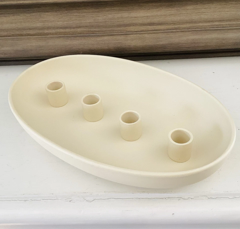 Anthropologie candle holder Lidatorp oval ceramic Matte Finish Minimalist - Image 1 of 4