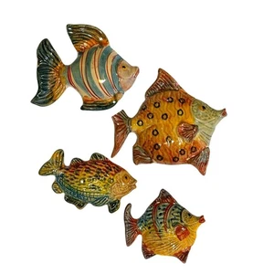 Italiano · Colgantes de pared de cerámica para peces · Arte esmaltado Maiolica · Juego de 4 defectos - Imagen 1 de 7