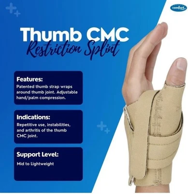 NEW Comfort Cool Thumb CMC Restriction Splint BEIGE LEFT MEDIUM NC79584 - Image 1 of 4