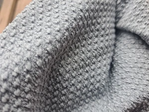 Gray Waffle Knit Fabric Cozy Textured Material 1 Yard - Picture 1 of 5