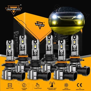 AUXBEAM LED Headlight Hi/Low Fog Light White Yellow for Jeep Commander 2006-2010 - Picture 1 of 12