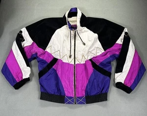 Vintage 90’s East West Women’s Jacket Medium White Geometric Mall Walking Retro - Bild 1 von 18
