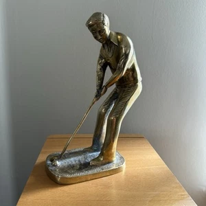 Vintage Brass Golfer Figurine Ornament 20cm Tall - Nice Condition - Picture 1 of 4