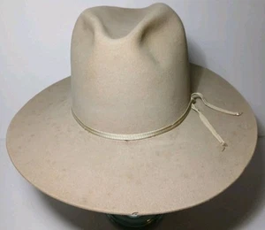 Size 7 Vintage John B Stetson Beaver 35 5X Stetson Cowboy Hat Embroidered Liner - Imagen 1 de 24