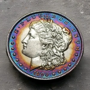 1890 Philadelphia Minted Morgan Silver Dollar With Artistic Rainbow Toning - Picture 1 of 2