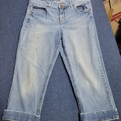 Jeans feminino Tommy Hilfiger azul lavagem tamanho 12 algemado Capri - Imagem 1 de 4