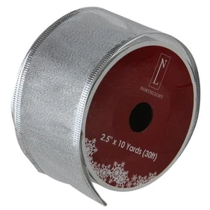 Northlight Textured Silver Wired Christmas Craft Ribbon 2.5" x 10 Yards - Picture 1 of 3
