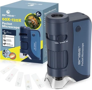 Pocket Microscope 60X-120X - Portable Handheld for Kids - Grey - Picture 1 of 9
