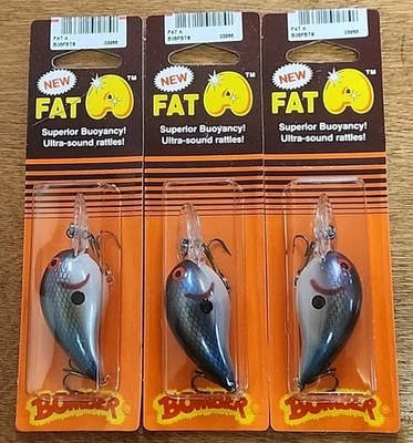 Lote de 3. Crankbaits Bomber Fat A vintage en paquetes naranja. 5F. 2". 3/8 oz. 6-8 pies. Foto 1 de 4