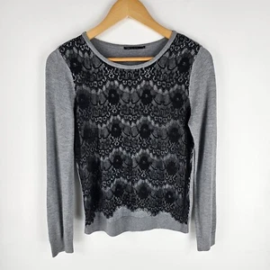 Tokito Jumper Womens Size 10 Grey FLoral Long Sleeve Round Neck Knitted Sweater - Picture 1 of 8