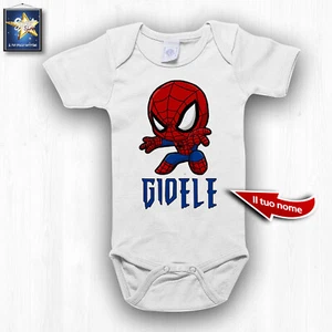 Body neonato PERSONALIZZATO BABY SPIDER MAN IDEA REGALO FESTA NATALE NASCITA - Picture 1 of 3