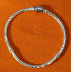 Authentic Pandora Silver Moments Barrel Clasp Snake Chain Bracelet ALE 925 6-1/2 - Picture 1 of 6