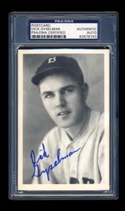 DICK GYSELMAN SIGNED GEORGE BRACE POSTCARD PHOTO PSA/DNA BOSTON BRAVES PCL HOF - Picture 1 of 2