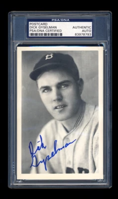 DICK GYSELMAN SIGNED GEORGE BRACE POSTCARD PHOTO PSA/DNA BOSTON BRAVES PCL HOF - Image 1 of 2