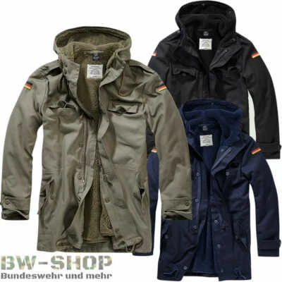 BRANDIT GERMAN ARMY PARKA WITH LINING & FLAGS BW field parka board parka winter jacket - Image 1 of 2