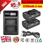 2x LP-E6 Battery + LCD Dual Charger for Canon EOS 5D Mark II III IV 6D 7D 80D AA