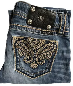 Miss Me Jeans BC bestickte Strasssteine Damen Gr. W28"" x 33"" L (40.E) - Bild 1 von 5