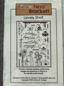 Gina K Designs Nina Brackett Lovely Shelf Foam Mounted Rubber Stamps Flowers Tea - Foto 1 di 3
