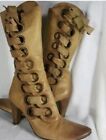 Chocolate Blu Leather lace up Boots, Size 7