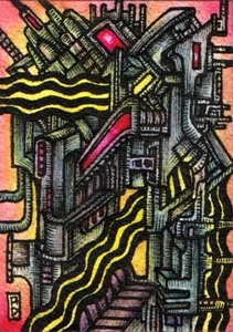 ACEO - Outsider Art ORIGINAL ARTWORK Abstract Watercolor Surreal - STATION #2 - Picture 1 of 4