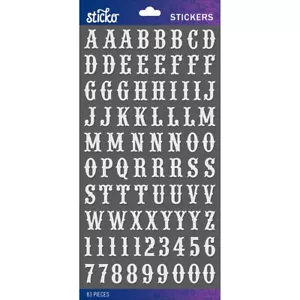 STICKO ALPHABET STICKERS - CARNIVAL - WHITE GLITTER - Approx 14 mm - 1 SHEET - Bild 1 von 1