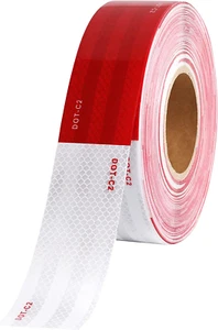1 Inch X 30Feet Reflective Safety Tape DOT-C2 Waterproof Red and White Adhesive  - Picture 1 of 12