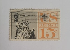 United States Postage Air Mail 15 cent 1959/67 Orange Liberty - Picture 1 of 2