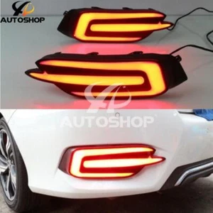 LED Rear Bumper Fog Driving Brake Light Lamp Fit For Honda Civic Sedan 2016-2019 - Picture 1 of 7
