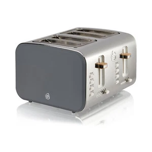 Swan Nordic 4 Slice Toaster - Crumb Tray - Brushed Stainless - 6 settings - NEW - Picture 1 of 21