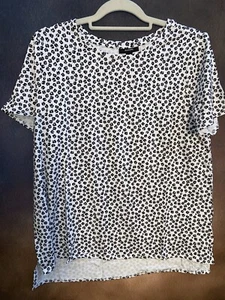 Alfani 0x NWT Core Essentials Tee Per Dit Bri White Black White Shirt Floral 🧡 - Picture 1 of 8