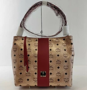 $685 MCM Klara Champagne Gold Visetos Medium Hobo Crossbody Bag MWHBAFO01TC001 - Picture 1 of 12