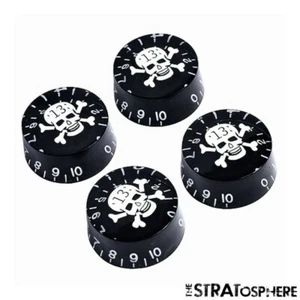 *NEW 4 CONTROL KNOBS for Gibson Les Paul 6mm Shaft Push On Black & White Skull - Picture 1 of 1