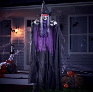 72” Halloween Animated Hanging Talking Witch with Light-Up Eyes, Creepy Sound, S - Picture 1 of 9