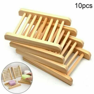 10 PCS Naturholz Bambus Seifenschale Hand Craft Seifenhalter Square Board Stand - Bild 1 von 12