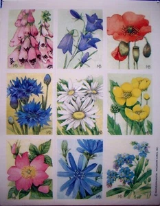Pegatina vintage Hallmark Marjolein bastón flores paquete sin abrir 4 hojas - Imagen 1 de 2