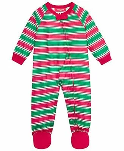 Family PJs Infant Crushed It One Piece Pajamas Red Green Stripe 18 MOS - Picture 1 of 1