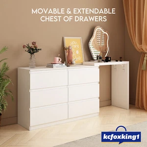 6 Chest of Drawers Adjustable Makeup Vanity Table Tallboy Storage Cabinet White - Picture 1 of 10